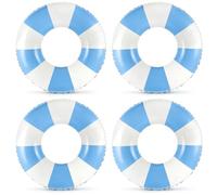 Zaruatu Classic Striped Pool Floats Inflatable Blue & White Stripes Tubes for Floating Large Swim Rings for Adult Summer Holiday Beach Bachelorette Party (Blue-32)