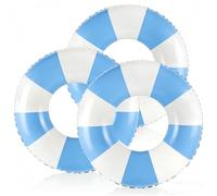 Zaruatu Classic Striped Pool Floats with Handle Inflatable Blue & White Stripes Tubes for Floating Large Swim Rings for Adult Summer Holiday Beach Bachelorette Party (Blue-36)