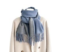 ZaruEsh Winter Scarf for Women-Reversible Scarf with Cashmere-Like Softness 70x200cm - Warm Shawl Wrap -Pashmina Shawls Wrap, Blue - Grey, XL