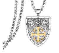 Zaruiqun Jerusalem Cross Necklace 925 Sterling Silver Jerusalem Cross Episcopal Gifts for Men Women