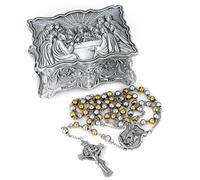Zaruiqun Saint Michael the Archangel Rosary Necklace 925 Sterling Silver Rosary Beads Catholic for Men Women Rosarios Catolicos Cross Necklace Catholic Gifts