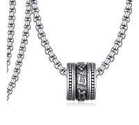 Zaruiqun Tibetan Buddhist Mantra Necklace 925 Sterling Silver Om Mani Padme Hum Prayer Wheel Patron Saint Amulet Buddhist Pendant Jewelry Medium Sterling Silver