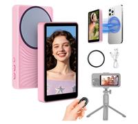 Zarvexis Phone Vlog Selfie Monitor Screen, Bluetooth Remote Back Camera Monitor No Delay, Magnetic Rear Camera for Selfie Vlog Live Streaming with iPhone Android, 4K 60fps Wireless Recording Pink
