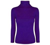 Zarviczonia Classic Women’s Plain Polo Neck Roll Neck Turtleneck Jumper Top - Ladies Soft, Stretchy Plain Long Sleeve for All-Season Comfort, Sizes 8-26 Purple