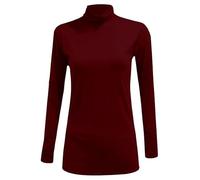 Zarviczonia Classic Women’s Plain Polo Neck Roll Neck Turtleneck Jumper Top - Ladies Soft, Stretchy Plain Long Sleeve for All-Season Comfort, Sizes 8-26 Wine