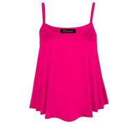 Zarviczonia New Womens Plain Swing Vest Sleeveless Top Strappy Cami Ladies Plus Size Flared Fuchsia