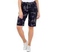 Zarviczonia Women's Italian Elastic Waist Magic Shorts - 3/4 Cropped Trousers with Pockets & Drawstring for SummerLadies Camo Trouser Cropped Capri Magic Pants Shorts