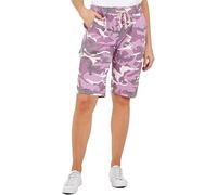 Zarviczonia Women's Italian Elastic Waist Magic Shorts - 3/4 Cropped Trousers with Pockets & Drawstring for SummerLadies Camo Trouser Cropped Capri Magic Pants Shorts