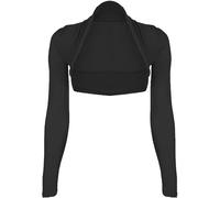 Zarviczonia "Womens Long Sleeve Top Ladies Cropped Plain Bolero Cardigan Open Front Shrug Top -Sleeves to Cover Arms Workout Girls Tops Shrug Sizes 8-22" Black