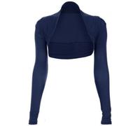 Zarviczonia "Womens Long Sleeve Top Ladies Cropped Plain Bolero Cardigan Open Front Shrug Top -Sleeves to Cover Arms Workout Girls Tops Shrug Sizes 8-22" Navy