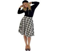 Zarviczonia"Womens Plain Soft Stretch Full FLA Swing Skater Midi Skirt Ladies Elasticated Waistband Skirt Red Tartan Animal Print Knee Length Stretch Flared Skater
