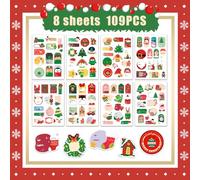ZARYPHUS 109PCS Christmas Labels Stickers for Presents,Xmas Tag Stickers Colourful Gift Tags for Kid Present, Xmas Gift Tags Self Adhesive Festive Envelope Seals for Xmas Cards & Greetings