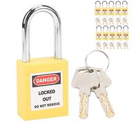 ZASCHMOY 10 Sets 38mm Lockout Lock Nylon Industrial Engineering Insulation Safety Padlock for, Power, and Gas Use - High Temp & Impact Resistant (Yellow)