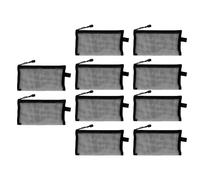 ZASCHMOY 10Pcs Nylon Mesh Pencil Pouch with Zipper | Tear Resistant Document Organizer Bags for A6 Paper | Grey Mesh Pouches for Office and Home (Black)