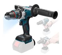 ZASCHMOY 13mm Heavy Duty Cordless Drill, 80Nm Torque 1350rpm Speed, Keyless Chuck 2 Adjustable Speeds LED Light, with 3 Modes Impact Flat Drilling, for Wood Steel Furniture Construction (with Handle)