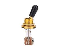 ZASCHMOY 1Pc 3 Way Toggle Switch with Black Tip Replacement Part for Style Electric Guitar - Durable Metal Construction, Easy Installation, Noise-Free Operation (Gold)