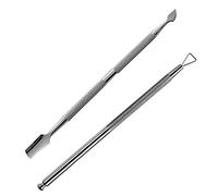 ZASCHMOY 2Pcs Stainless Steel Nail Cuticle Pusher, Double Ended Nail Tools with 4 Different Heads, Anti Slip Handle, Triangle Head Design, with Storage Box, for Professional Art
