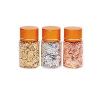 ZASCHMOY 3 Bottles Metallic Foil Flakes Gold Silver Copper Colors Tinfoil Gilding Flakes for Nails DIY Painting Crafts Resin Jewelry Making with Non-Fade Vibrant Shiny Effect for Home