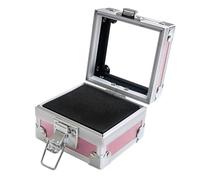 ZASCHMOY 30-Hole 50-Hole Nail Drill Bits Storage Case Nail Drill Bit Holder Box Salon Bits Organizer with Aluminum Alloy Shell & Transparent Top for Professional (Pink)