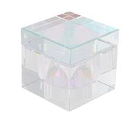 ZASCHMOY 4cm Glass Dappen Dish, Nail Art Brush Washing Container with Secure Lid to Prevent Evaporation, for Professional Salons and Home Use (Quadrate)