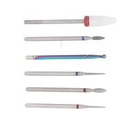 ZASCHMOY 6pcs High Strength Ceramic Nail Drill Bit Set for Polishing & Cuticle Removal - Tungsten & Ceramic for Nail Artists & Beginners - Fits Most Electric Drills