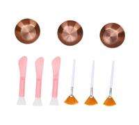 ZASCHMOY 9 Piece Facial Spa Set 3 Stainless Steel Mixing Bowls 3 Fan Brushes Spatulas for Preparation Application with Glossy Finish Soft Nylon Bristles Ergonomic Design (Rose Gold)