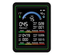 ZASCHMOY Air Quality Detector - High Sensitivity Sensors for CO2 TVOC HCHO PM2.5 PM10 PM0.3 Real Time Data Display with Color Prompt for Home Office & Travel