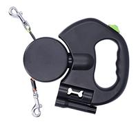 ZASCHMOY Automatic Retractable Double Dog Leash - 360° Rotating Leash with Flashlight & Bag Dispenser, Control Up to 15kg Pets, 3.0m Length - Perfect for Daily Walks