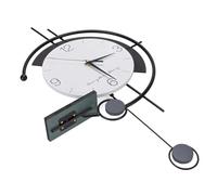 ZASCHMOY Black and White Wrought Iron Silent Wall Clock, Decorative Wall Clock Suitable for Various Interior Styles