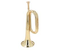 ZASCHMOY C Key Spanish Bugle Brass Cavalry Trumpet Blowing Pipe Instrument with Lacquer Gold Finish | 34cm Height for Beginners and All Skill Levels