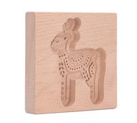 ZASCHMOY Carved Wooden Cookie Cutter Mold - Christmas Tree Shape Gingerbread Press Stamp - Beech Wood - Easy to Use and - Perfect for Cookies, Muffins, and More (Deer)