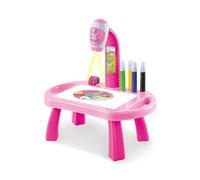 ZASCHMOY Children Learning Desk, Projection Drawing Board Art Table with 4 Slides 32 Patterns, Rotatable Projector for Boys Girls Over 3 Years Old (Pink)