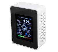 ZASCHMOY Compact Portable Air Quality Detector with Real-Time Monitoring for CO2, TVOC, HCHO, Temperature, and Humidity - White Multifunctional Indoor Air Quality Meter for Home, Office, (White)