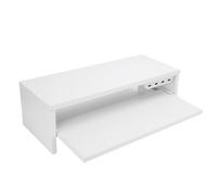 ZASCHMOY Desktop Display Riser with Drawer - Milky White Stand for Laptop & Screen - 2 AC Outlets, 3 USB Ports - Ideal for Organizing Workspace & Charging Devices (White)