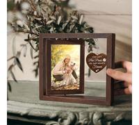 ZASCHMOY Dog Rotating Picture Frame Solid Wood Double Sided Heart Pendant Pet Memorial Photo Frame for Home Wedding