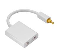 ZASCHMOY Dual Port Toslink Splitter Adapter - Connect 1 Optical Audio Source to 2 Devices - 24k Gold Connectors, Low-Jitter Technology for Sound Quality (White)