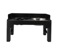 ZASCHMOY Elevated Dog Bowls with Adjustable Height and Neck Guard, Raised Dog Bowl Stand, Slip Resistant Feeder for Medium and Large, Grey (Black)