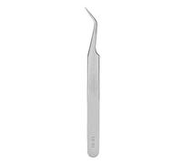 ZASCHMOY Eyelashes Grafting Tweezers Stainless Steel Eyelash Extension Tool with Straight and Curved Head for False Nail Rhinestones Jewelry Craft Eyebrow Plucking (Silver curved tweezers LD-04)