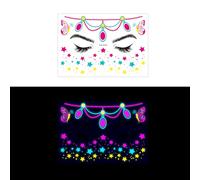 ZASCHMOY Fluorescent Face Sticker, Glow in the Dark Body Art Accessories with Easy Water Transfer Application, for Music Festival Nightclub Dance Party (FA-010)