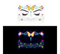 ZASCHMOY Fluorescent Face Sticker, Glow in the Dark Body Art Accessories with Easy Water Transfer Application, for Music Festival Nightclub Dance Party (FA-009)