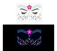 ZASCHMOY Fluorescent Face Sticker, Glow in the Dark Body Art Accessories with Easy Water Transfer Application, for Music Festival Nightclub Dance Party (FA-013)