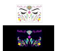 ZASCHMOY Fluorescent Face Sticker, Glow in the Dark Body Art Accessories with Easy Water Transfer Application, for Music Festival Nightclub Dance Party (FA-016)