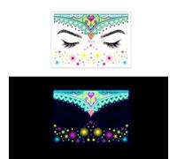 ZASCHMOY Fluorescent Face Sticker, Glow in the Dark Body Art Accessories with Easy Water Transfer Application, for Music Festival Nightclub Dance Party (FA-015)