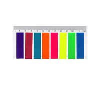 ZASCHMOY Fluorescent Sticky Notes, PET Translucent Writable Labels, Bright Color Index Tabs for Books, with Self Adhesive Page Markers for Office School Reading (8-Color Flat End(Ruler Card))