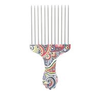 ZASCHMOY Hair Pick Comb, Professional Afro Stainless Steel Detangle Comb for Curly Thick Hair, with Ergonomic Handle Salon Styling (waist flower K4)