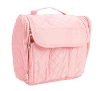 ZASCHMOY Hanging Toiletry Bag, Large Travel Cosmetic Organizer with 3 Clear Compartments and Proof PVC Section, for Makeup Brushes Toiletries Accessories Gym Camping (Pink)