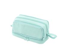 ZASCHMOY Large Capacity Pencil, Cute Pencil Pouch with Easy Grip Handle and 2 Mesh Pockets for School Office Home Storage, Stationery Organizer for Students Artists (Green)