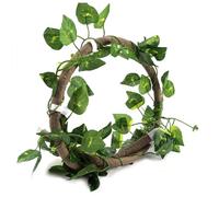 ZASCHMOY Life-Like Reptile Climbing Branch for Decor - Flexible Jungle Rattan with Suction Cups and Lvy Leaves for Lizards and Amphibians 3.28ft (Vinegar + ivy leaf) (Vinegar + green ivy leaves)