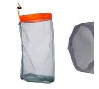 ZASCHMOY Mesh Bags Drawstring, Drawstring Bags Small Mesh Storage Ultralight Nylon Sack for Camping, Hiking, Travelling (M Orange)