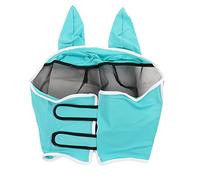 ZASCHMOY Mesh Horse Fly Mask with Ears - Elastic UV Protection | Detachable, Breathable Horse Eye Mask | Blue & Green for Lightweight Comfort (L)